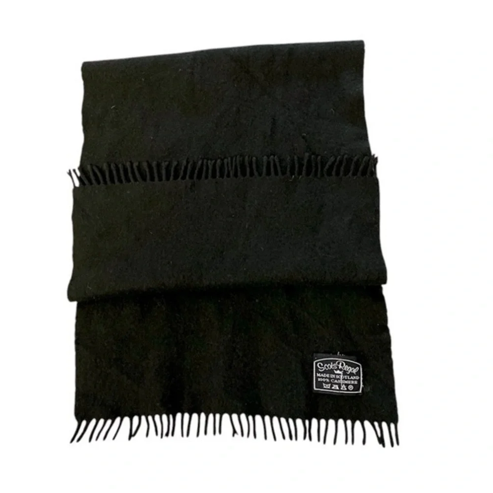SCOTS REGAL luxurious 100% cashmere scarf w/ fringe, smaller, dark forest green